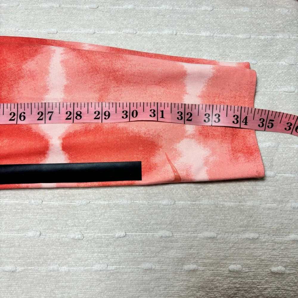 Nike Women's Dry-Fit Leggings-Madder Root&Clear Tie-Dye One Luxe Mid-Rise Size L
